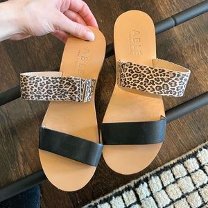 ABLE - Black cheetah leather sandals